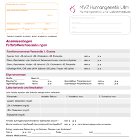 Anamnesebogen Fettstoffwechselstörungen
