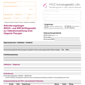 Anforderungsbogen BRCA-Keimbahndiagnostik vor Olaparib