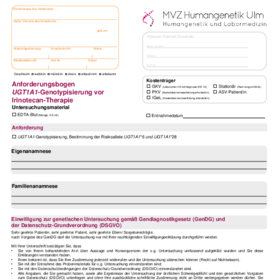 Anforderungsbogen UGT1A1-Genotypisierun vor Irinotecan-Therapie