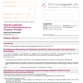 Anforderungsbogen UGT1A1-Genotypisierun vor Irinotecan-Therapie