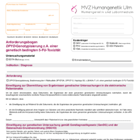 Anforderungsbogen DPYD-Genotypisierun z.A. 5-FU-Toxizität