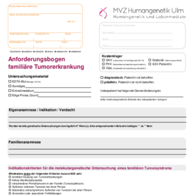 Anforderungsbogen familiäre Tumorerkrankung
