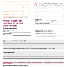 Anforderungsbogen familiärer Brust und Eierstockkrebs
