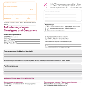 Anforderungsbogen Einzelgene und Genpanels