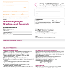Anforderungsbogen Einzelgene und Genpanels
